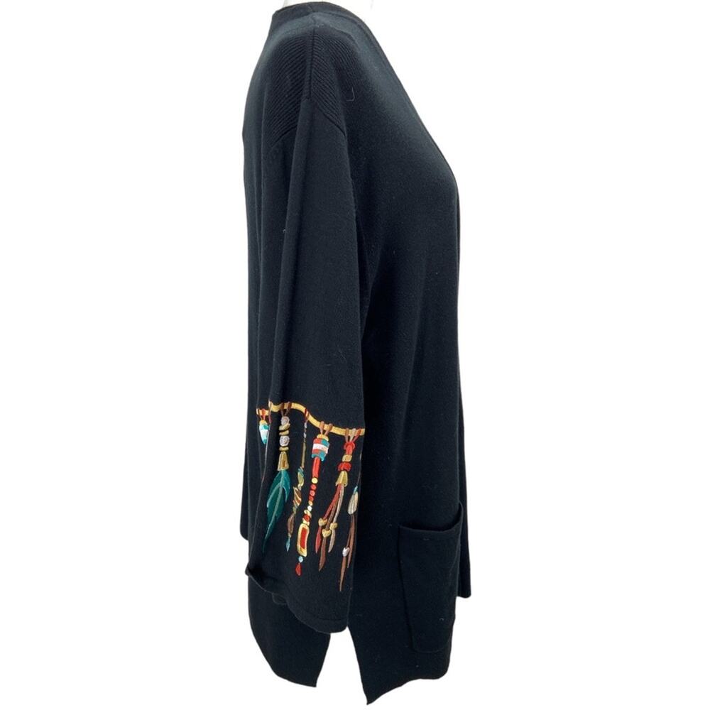 Bob Mackie Wearable Art Cardigan Sweater Dream Catcher Feather‎ plus 1X - Picture 2 of 6